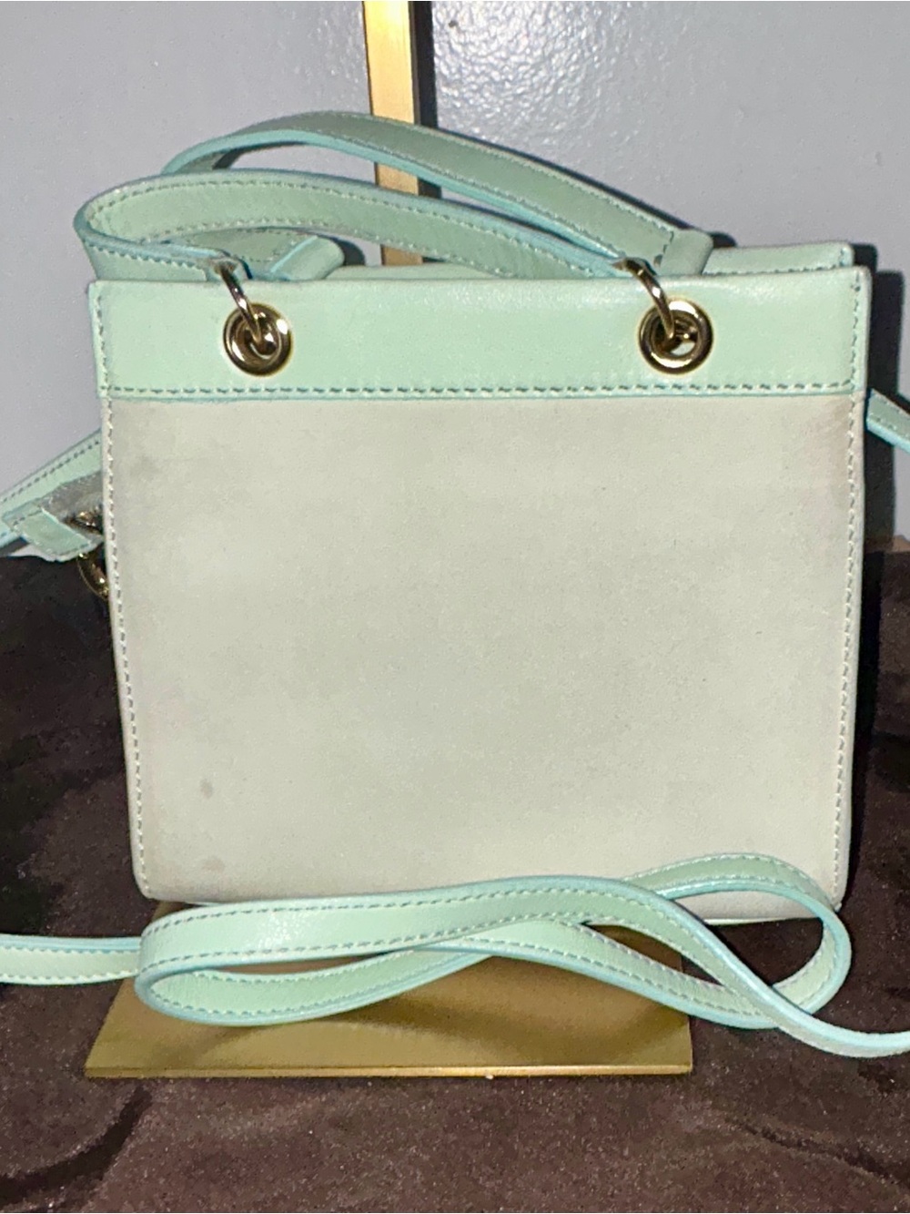 Céline Celine Mint Leather Mini Bag with detachable Shoulder Strap.  Rare
